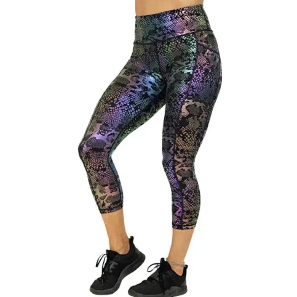 Like New! CVG Glisten Here Leggings | Black Snake Print Multi Color in Size S
